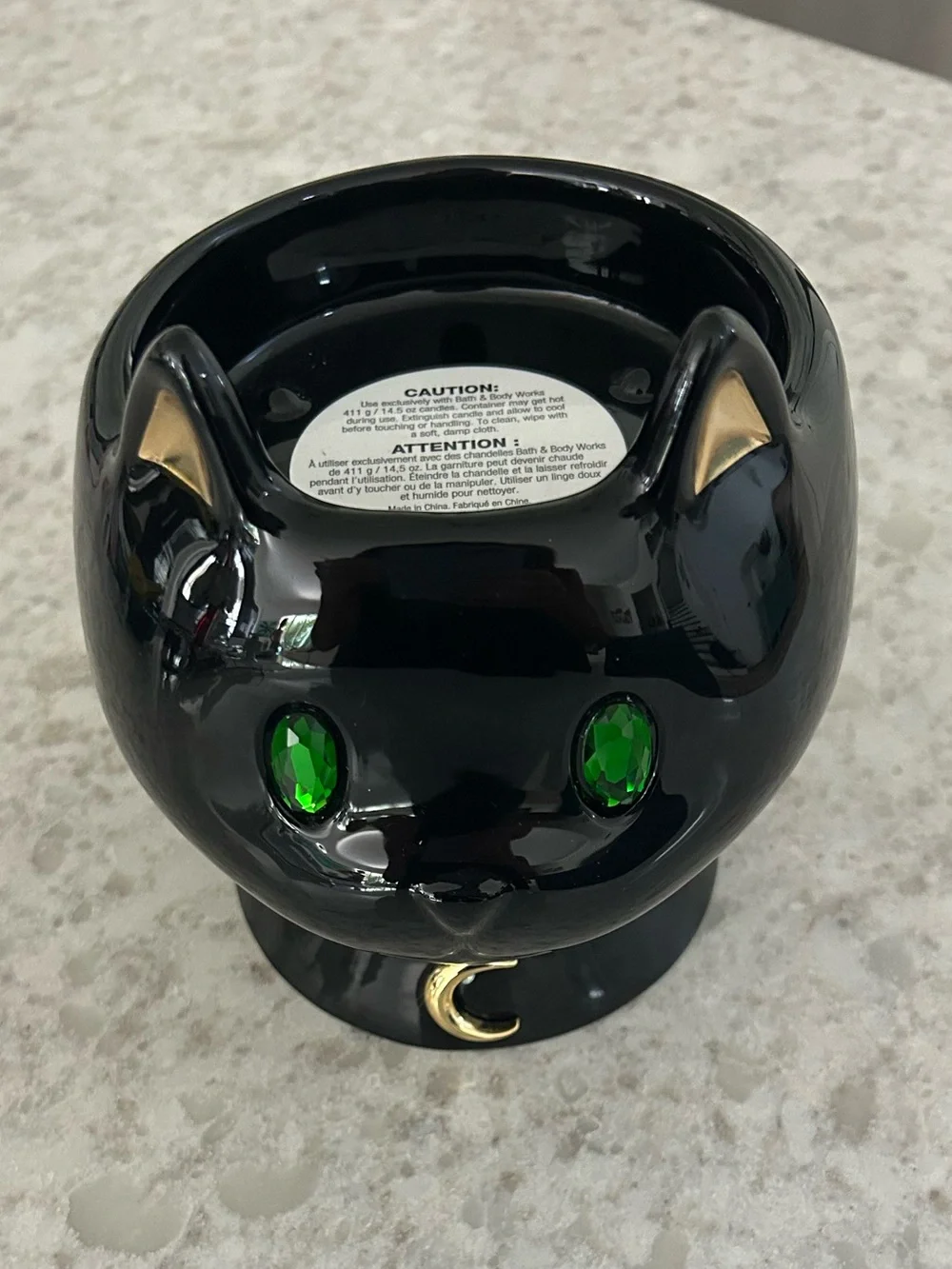 “New” Bath & Body Works Black Cat 3 Wick Candle Holder